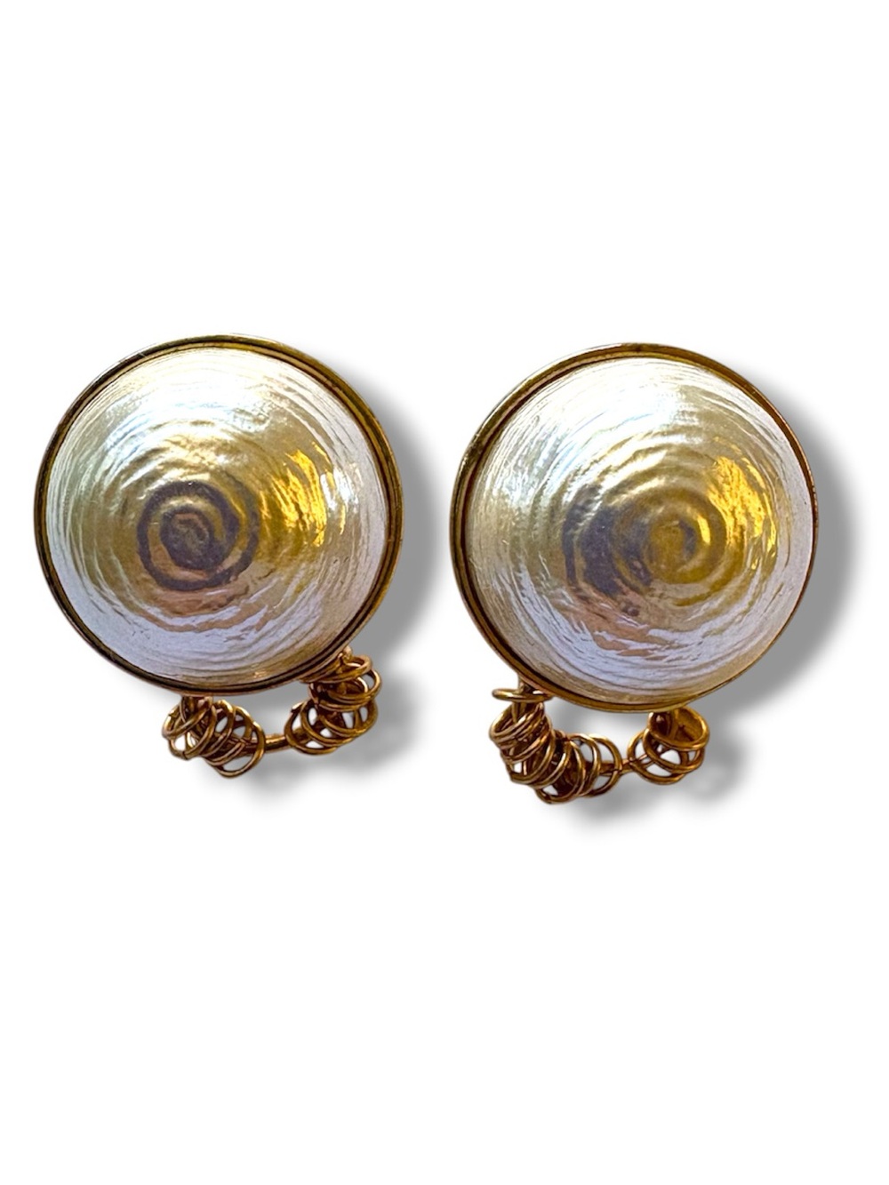 Mango Gold and Pearl-Tone Swirl Earrings